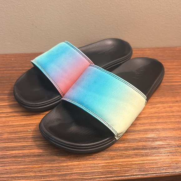 EUC Vans Sz 8 Ombre Slides Pink Green Aqua Black - Picture 2 of 6